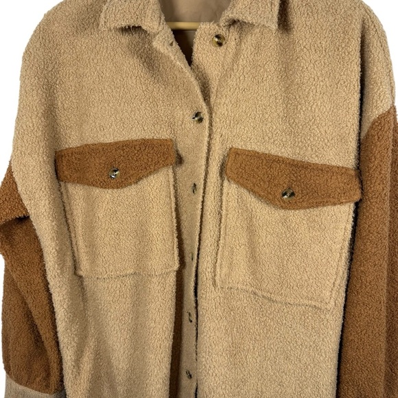 12th Tribe Tan and Brown Teddy Jacket - Picture 6 of 10